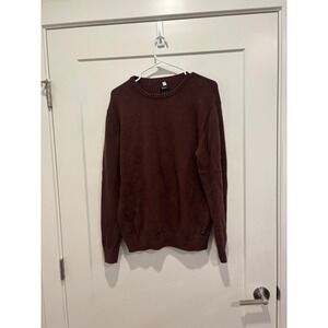 RVCA Mens Brown Confetti Fleck Crewneck Sweater Regular Fit Medium Cotton Blend
